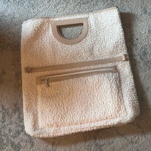BEIS Creamy White Faux Shearling Handbag